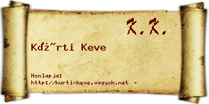 Kürti Keve névjegykártya